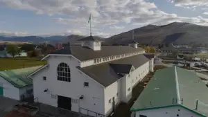 Fairgounds Aerial with commercial building