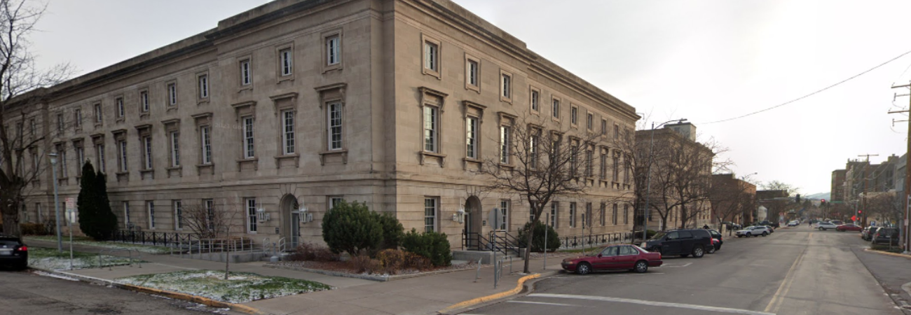 Exterior view of the Engen Building  from the corner of Pattee and Pine streets