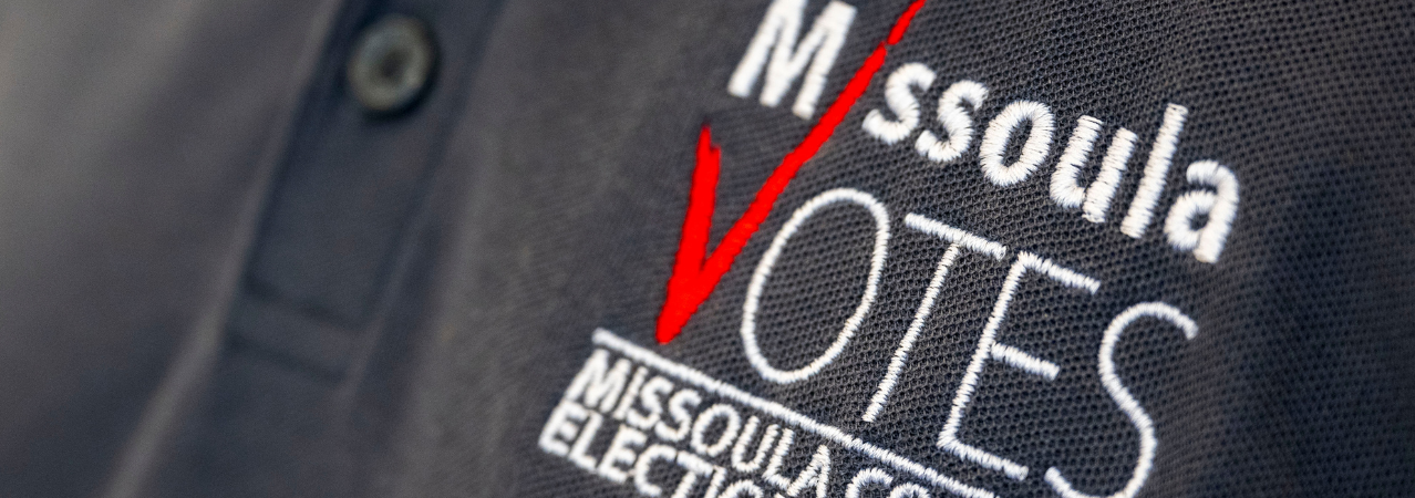 Closeup Missoula Votes logo on a t-shirt
