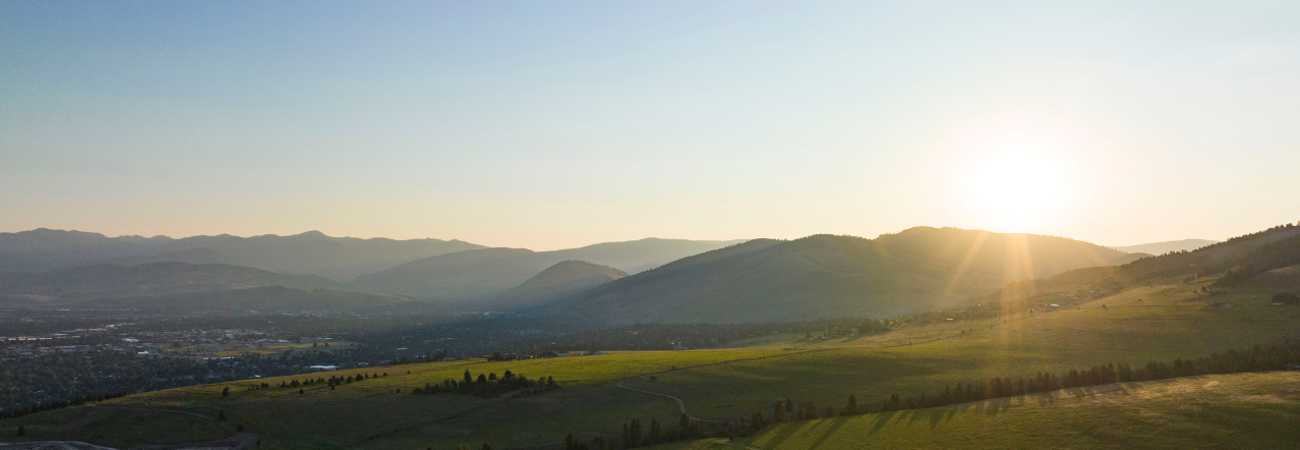 Missoula valley at sunset looking north to the Rattlesnake