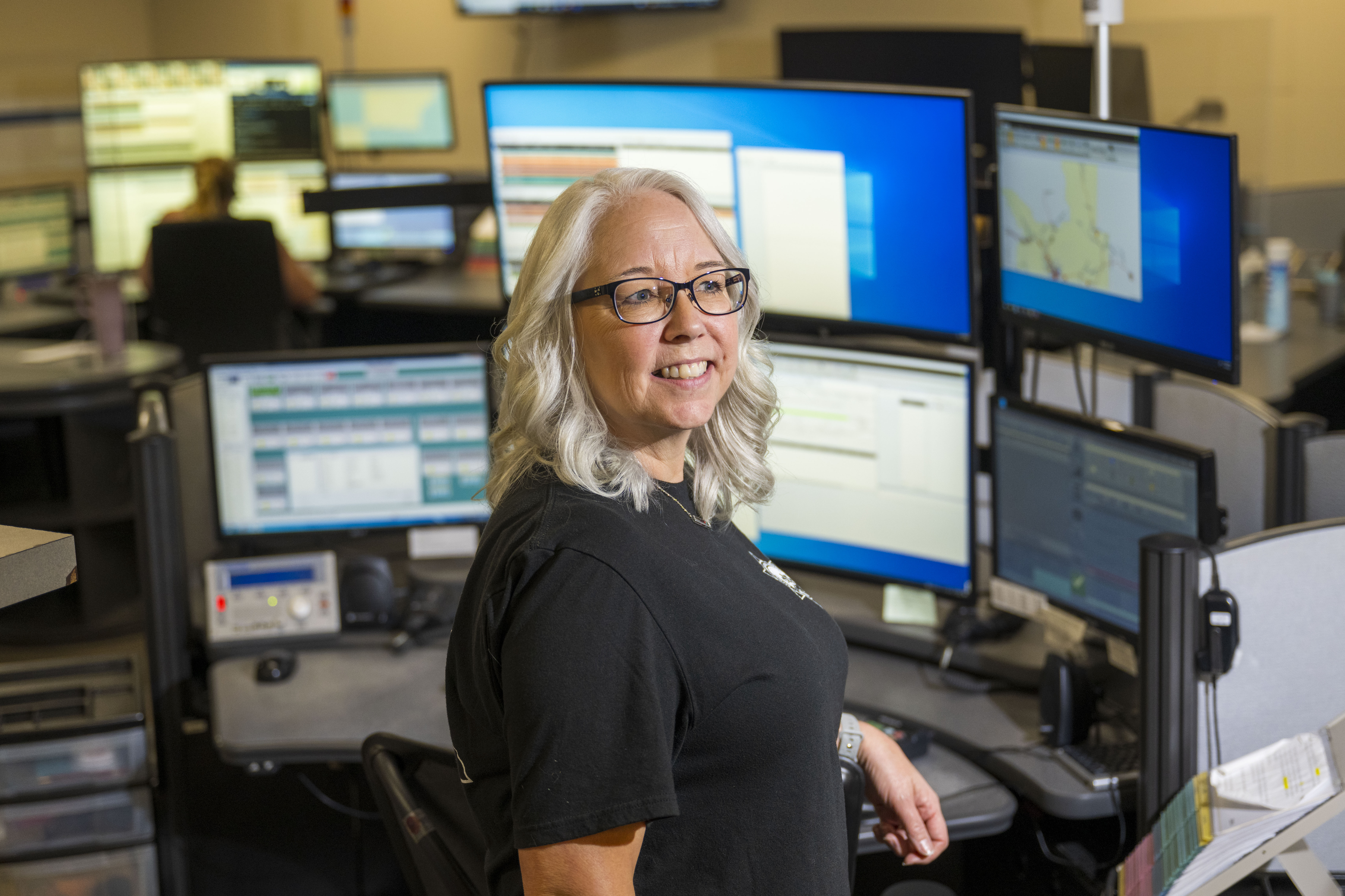 Portrait of Sherri Odlin in the  9 1 1 Center