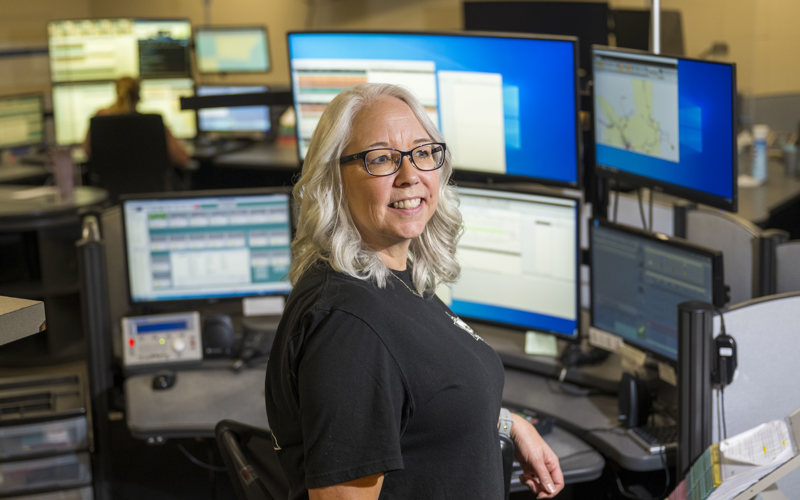 Portrait of Sherri Odlin in the  9 1 1 Center