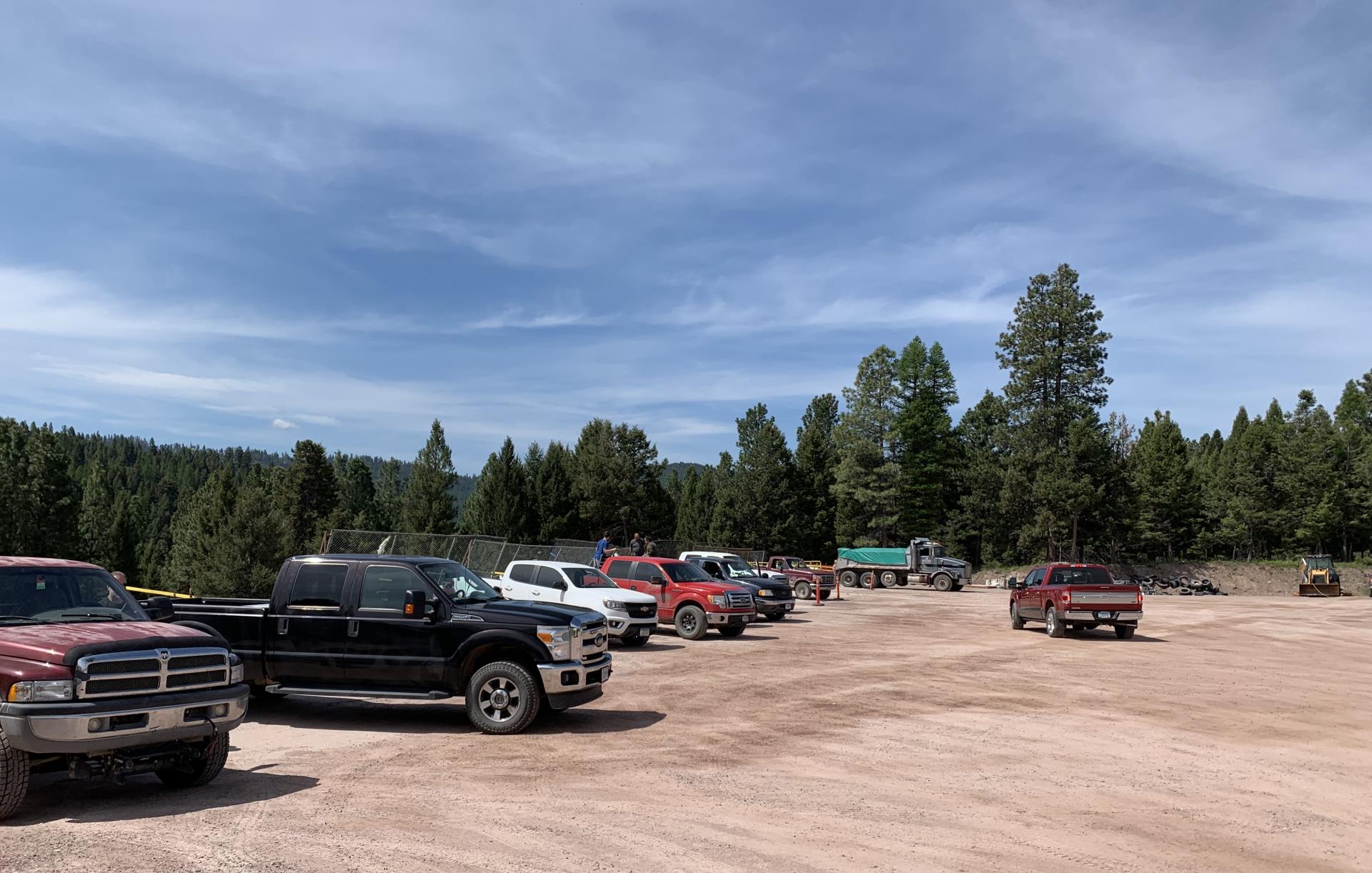 Seeley Lake Refuse District parking lot on a sunny day