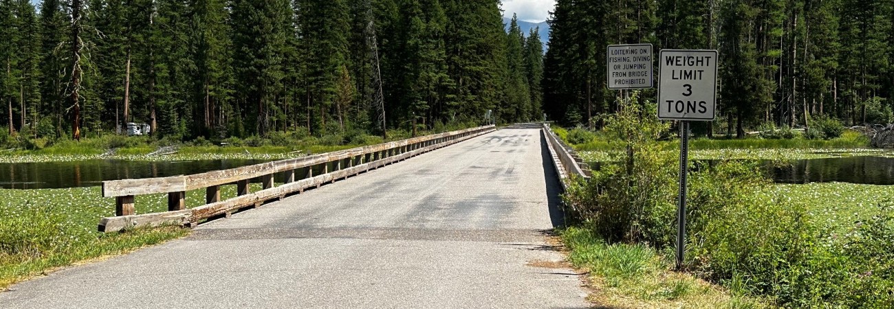 Boy Scout Bridge in Seeley Lake on a sunny day